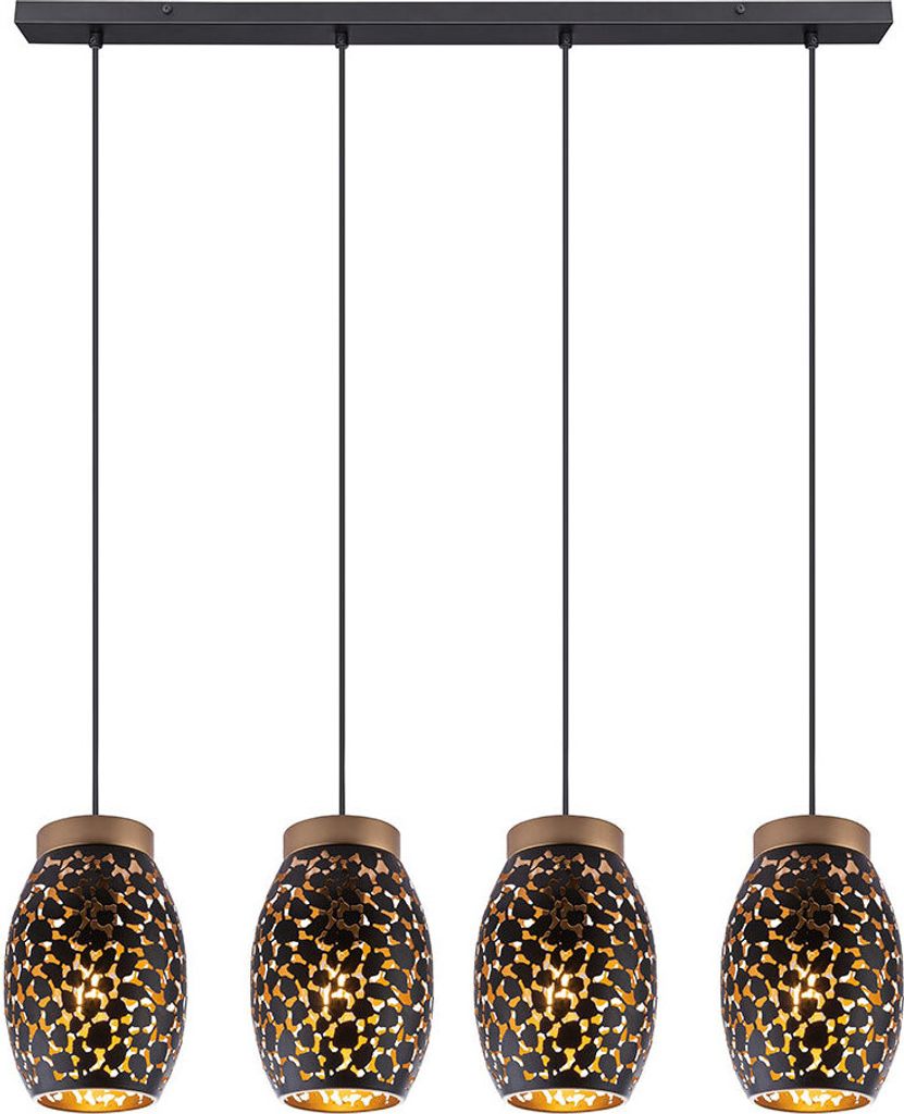 Pendelleuchte, 4 flammig, orientalisch, gold, H 120cm