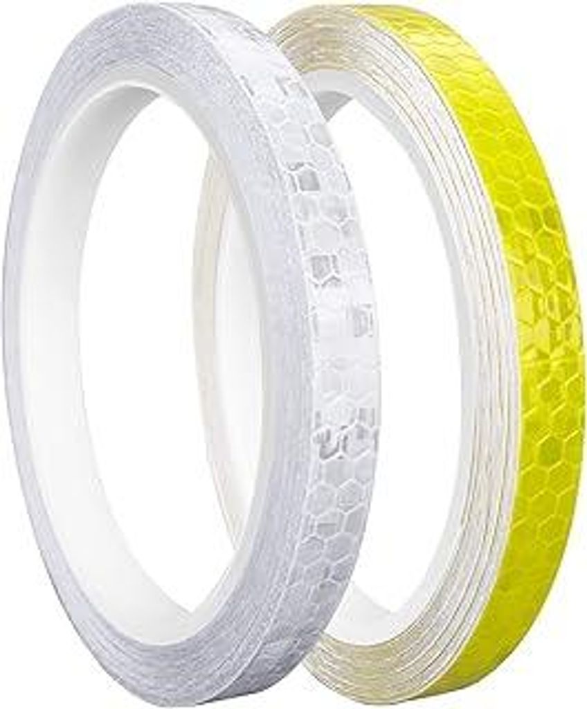 Prasacco 2 Rollen Reflektierende Klebeband, 10mm x 8m Reflektierende Aufkleber Selbstklebende Wasserdicht Aufkleber Hohe Intensität Reflektor Warn...