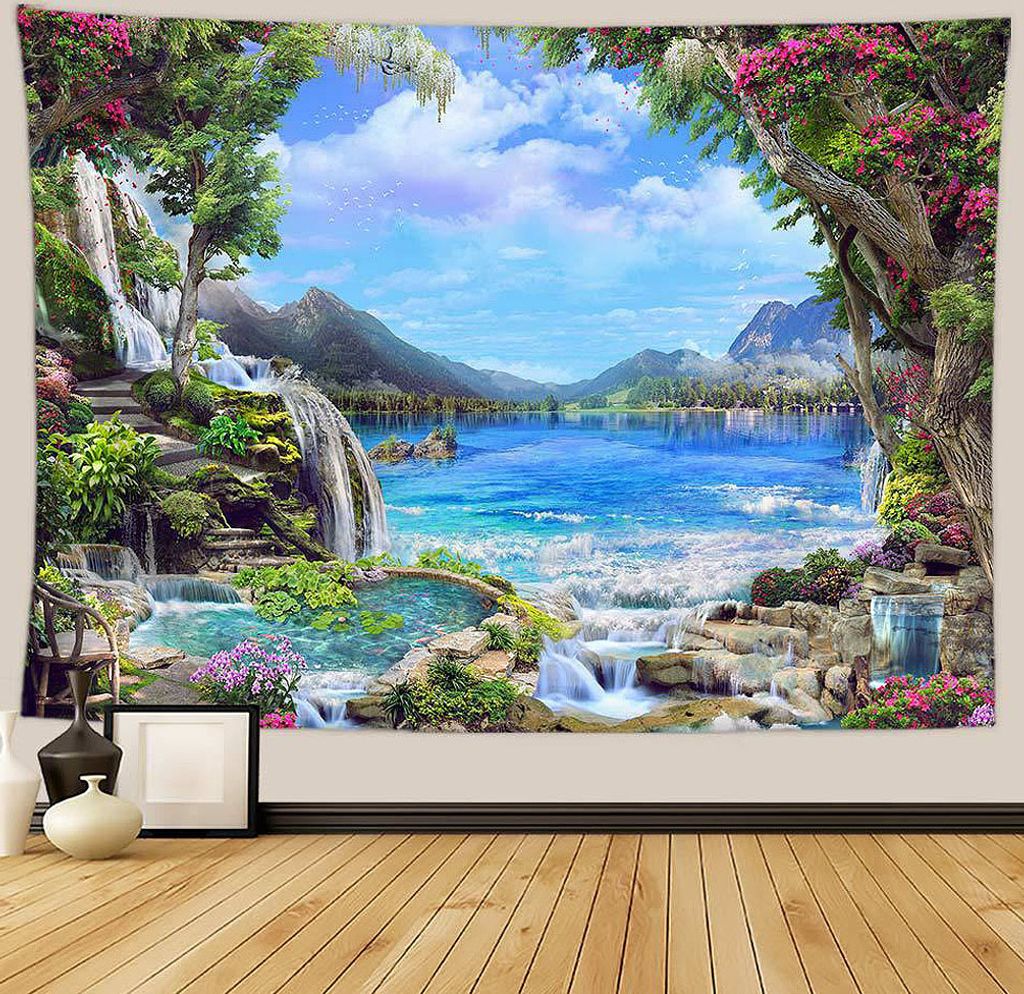 Urlaub Wandteppich Wohnkultur Landschaft Wandteppich Wohnzimmer Schlafzimmer Dekoration Wandteppich Zimmer Vorhang Strandtuch (150cm x 200cm, Farbe...