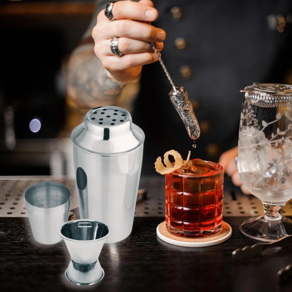 Set Cocktail Shaker Fackelmann 400ml - Kit Barman Acciaio Inox + Misurino