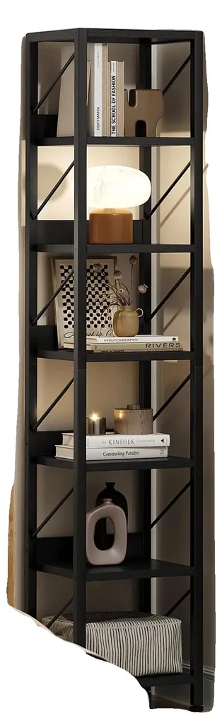 Étagère de rangement bois et fer style industriel noir Série Loft
