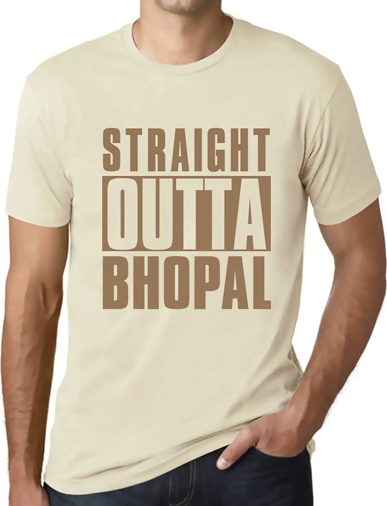 Herren Grafik T-Shirt Straight Outta Bhopal Öko-Verantwortlich Vintage Jahrgang Kurzarm Lustige Druck Geburtstag Geschenk Mann
