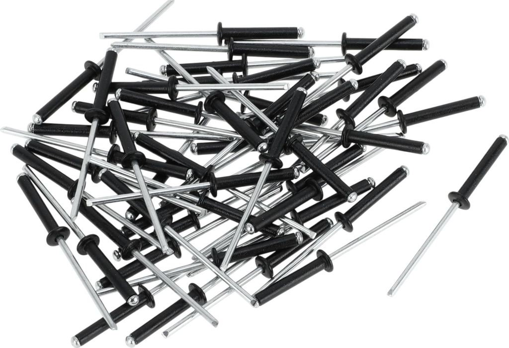 50 Stück Kuppelkopf Großkopf Blindnieten Aluminium Schwarz Silberton 3,2 mm Griffdurchmesser 16 mm Grifflänge 6,7 mm Flanschdurchmesser