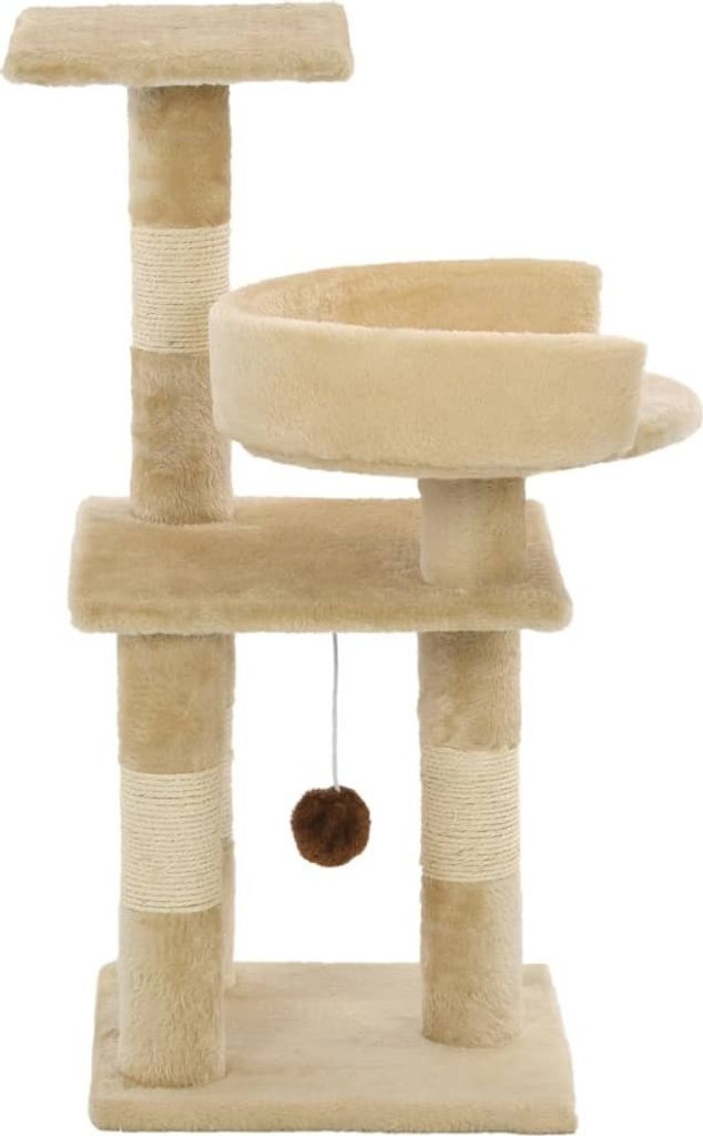 (Design 2026) Katzen-Kratzbaum mit Sisal-Kratzsäulen 65cm Beige - HOMMIE 237678 - Kratzbäume