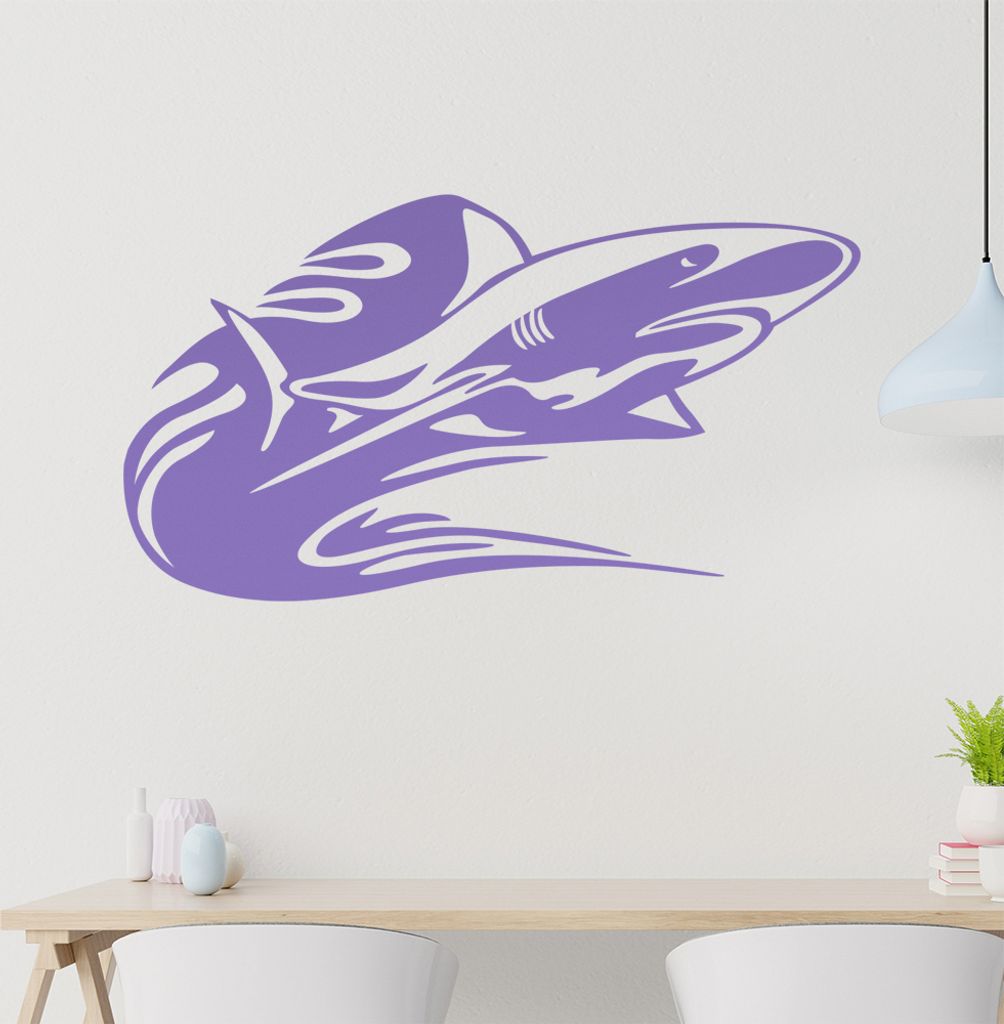 Tribal Hai Wandtattoo in 6 Größen - Wandaufkleber Wall Sticker - Dekoration, Küche, Wohnzimmer, Schlafzimmer, Badezimmer