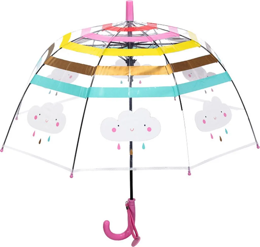 Parapluie transparent résistant à long manche enfant pack déco cristal