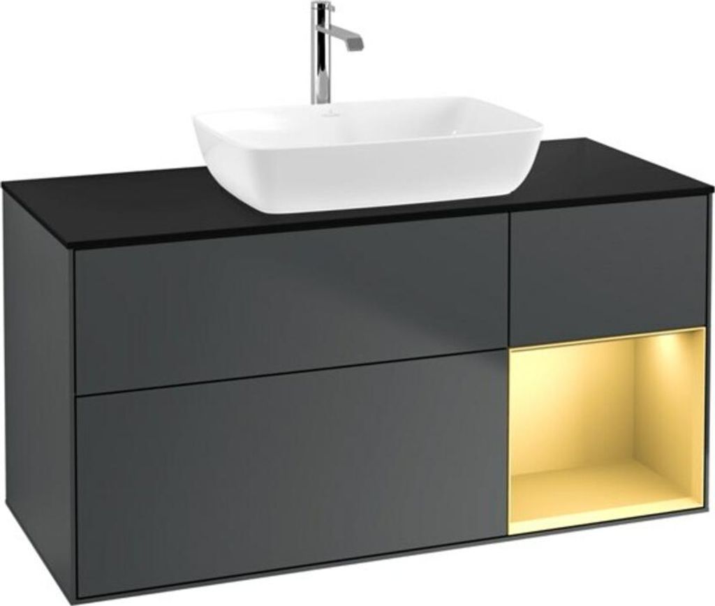 V&B Waschtischunterschrank Finion 120cm, Pl b m, Rg g m Lac, md bl. m Lac