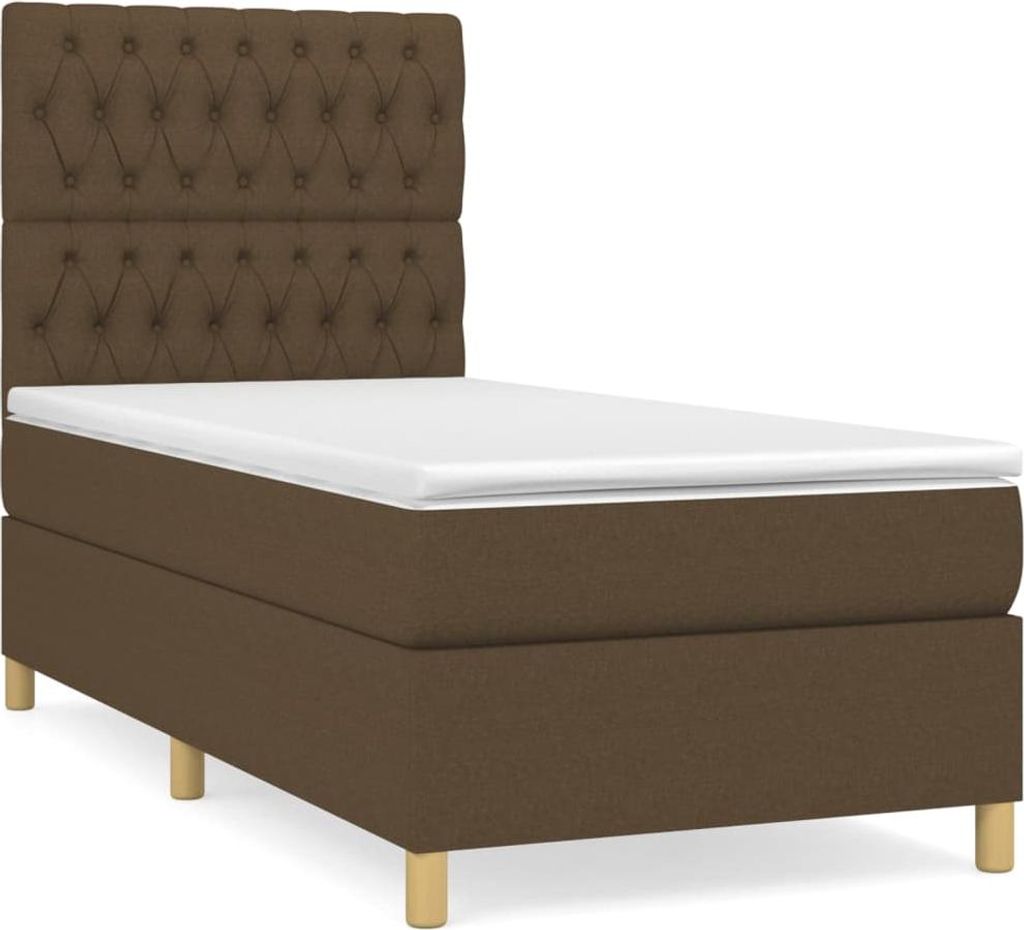 vidaXL Boxspringbett mit Matratze Dunkelbraun 90x190 cm Stoff