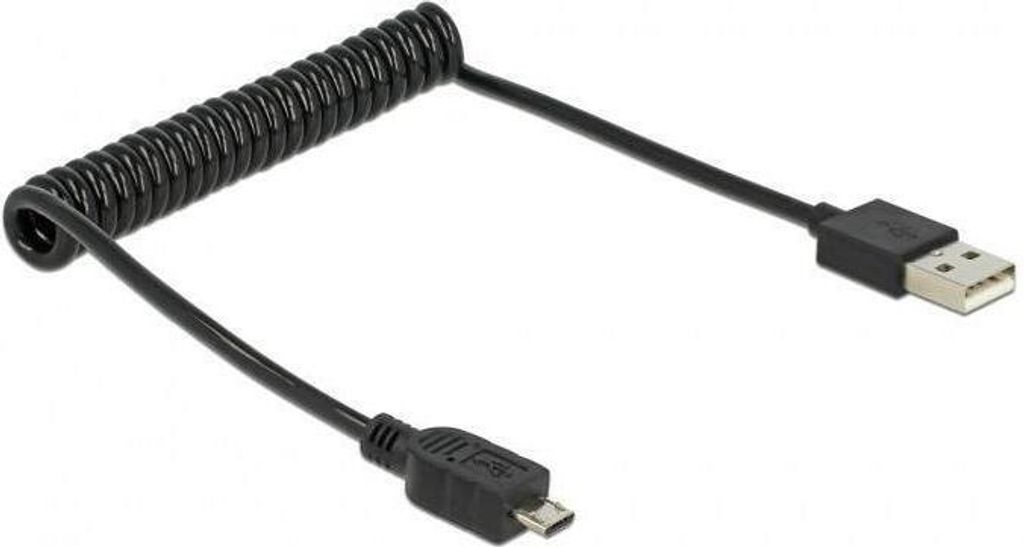 DELOCK USB Kabel A -> Micro-B St/St 0.20m-0.60cm Spiralkabe
