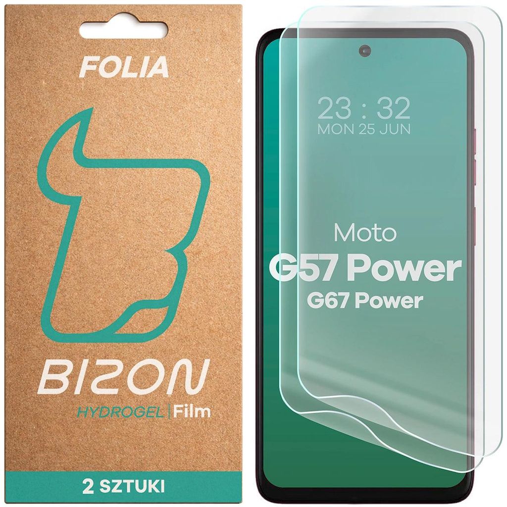 2x Hydrogel Folie für den Bildschirm für Motorola Moto G57 Power / G67 Power, Bizon Film Hydrogel Front Duo