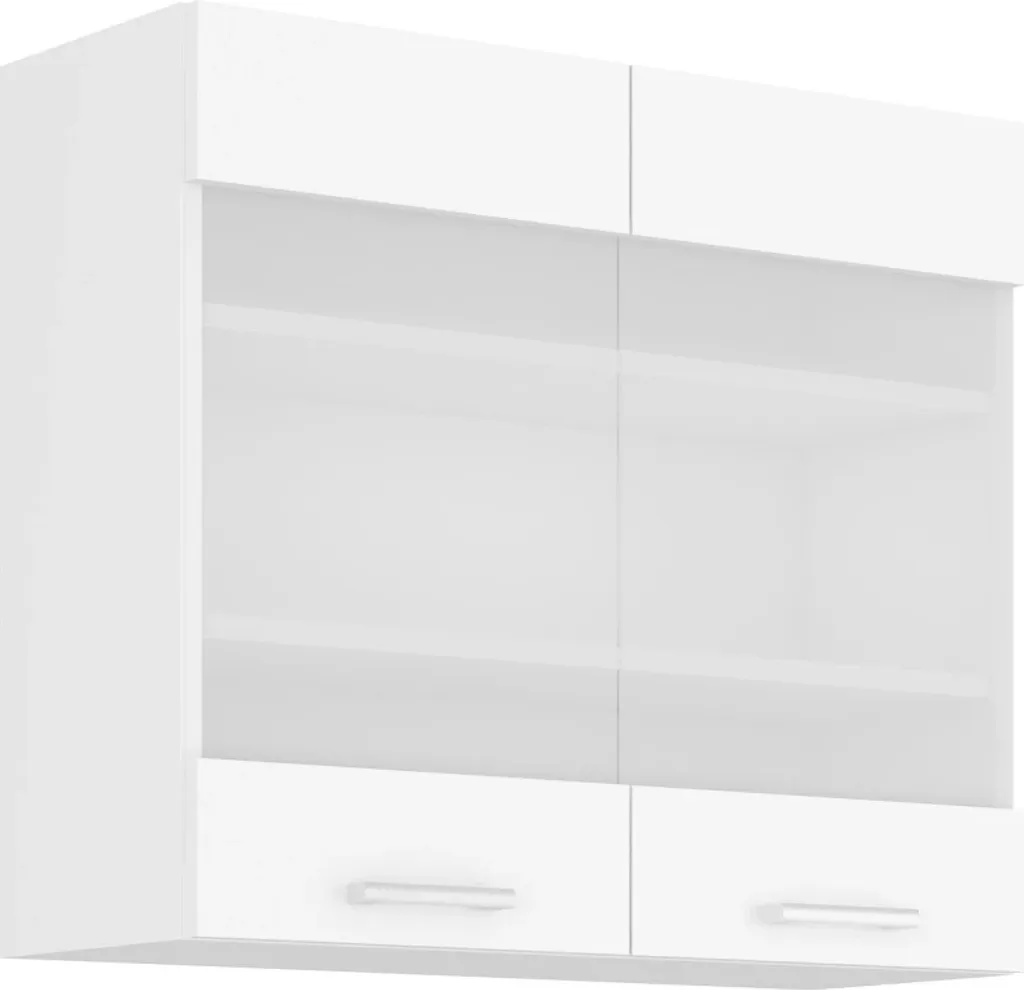 Armadietto superiore vetrato EDISA - larghezza 80 cm, bianco