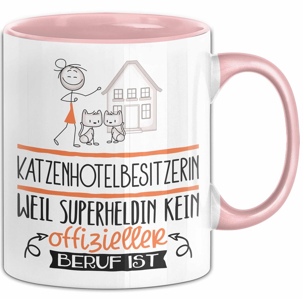 Katzenhotelbesitzerin Geschenk Tasse Lustiger Spruch Katzenhotelbesitzerin Weil Superheldin Kein Offizieller Beruf Ist Geschenkidee (Rosa)