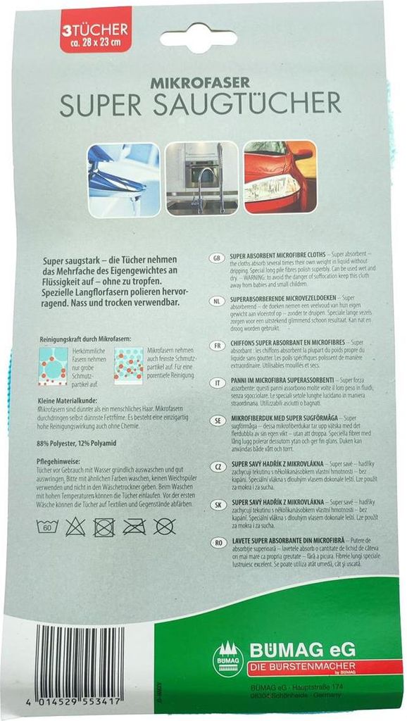 3 Super Saugtcher Haushalt/Gewerbe Mikrofasertcher