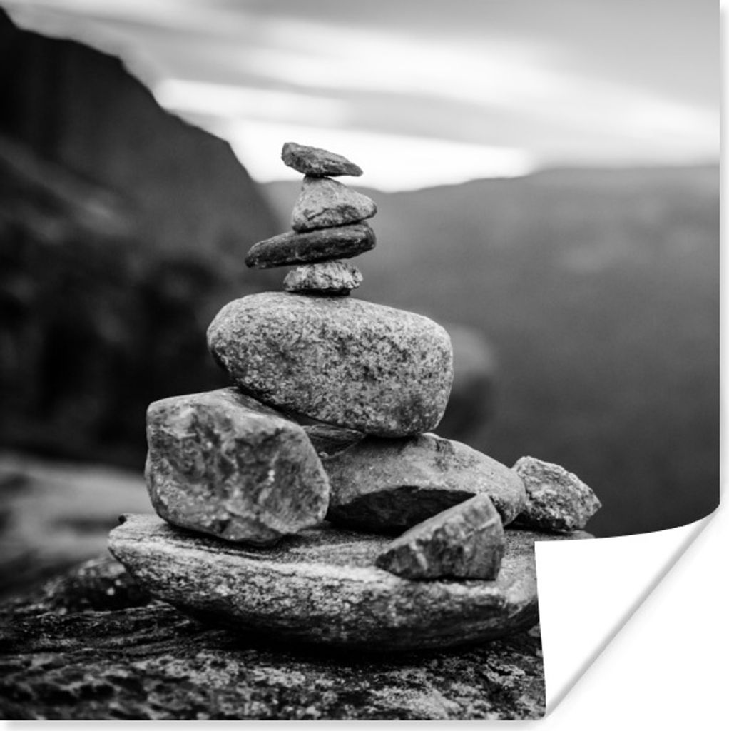 MuchoWow Poster Balancierende Steine in Norwegen 30x30 cm - Wandposter - Printing