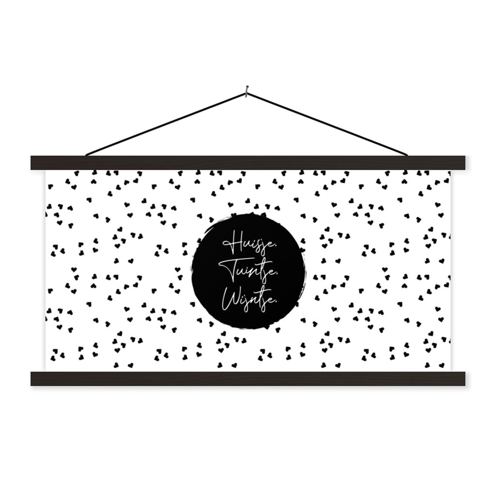 MuchoWow Textilposter Zitate - Cottage. Garten. Wein. - Wein - Text 60x30 cm mit schwarzem Rahmen - Textilien