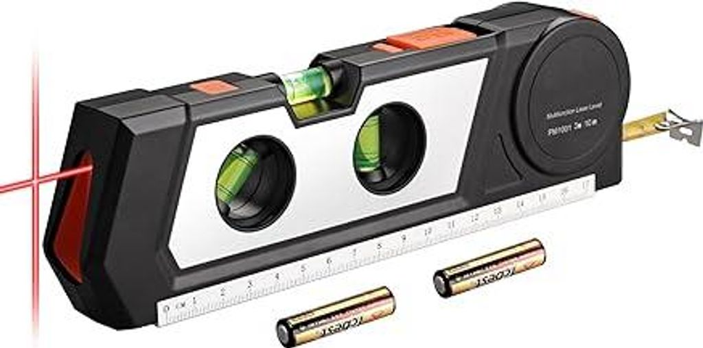 Neoteck Laser Wasserwaage 170mm Laser Level Lineal mit Metrische und imperiale Einheiten, 3m Maßband Laser Nivellierwerkzeug für Bildern, Schrän...