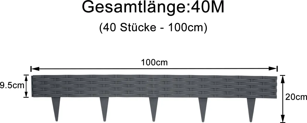 Bordure de Pelouse 40m pour Délimiter Allée et Massif - Anthracite LZQ