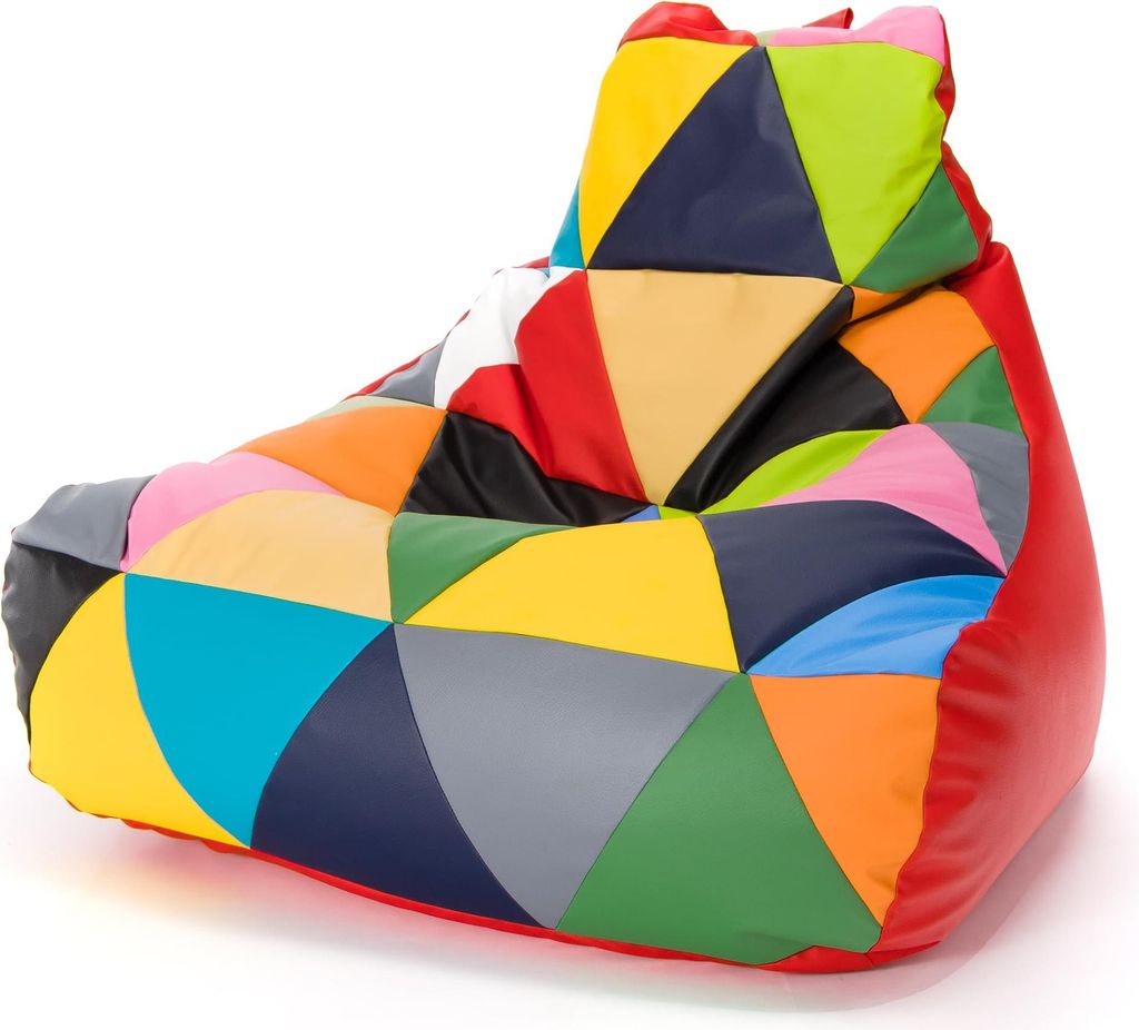 Ecopuf Keiko Patchwork, Pouf Sessel Bean Bag Outdoor, Rot E6, M