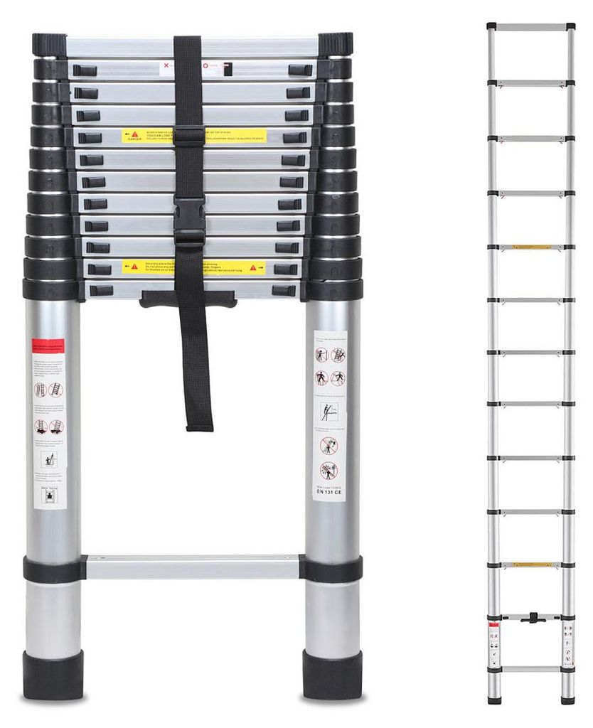 Ikodm Teleskopleiter Stehleiter 5m Alu  Mehrzweckleiter Produktbild 