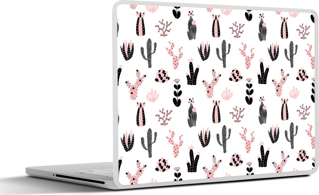 MuchoWow Laptop Aufkleber Sticker Cover Mädchen - Kaktus - Rosa - Muster - Mädchen - Kinder - Kinder 30x22 cm - Laptop-Sticker