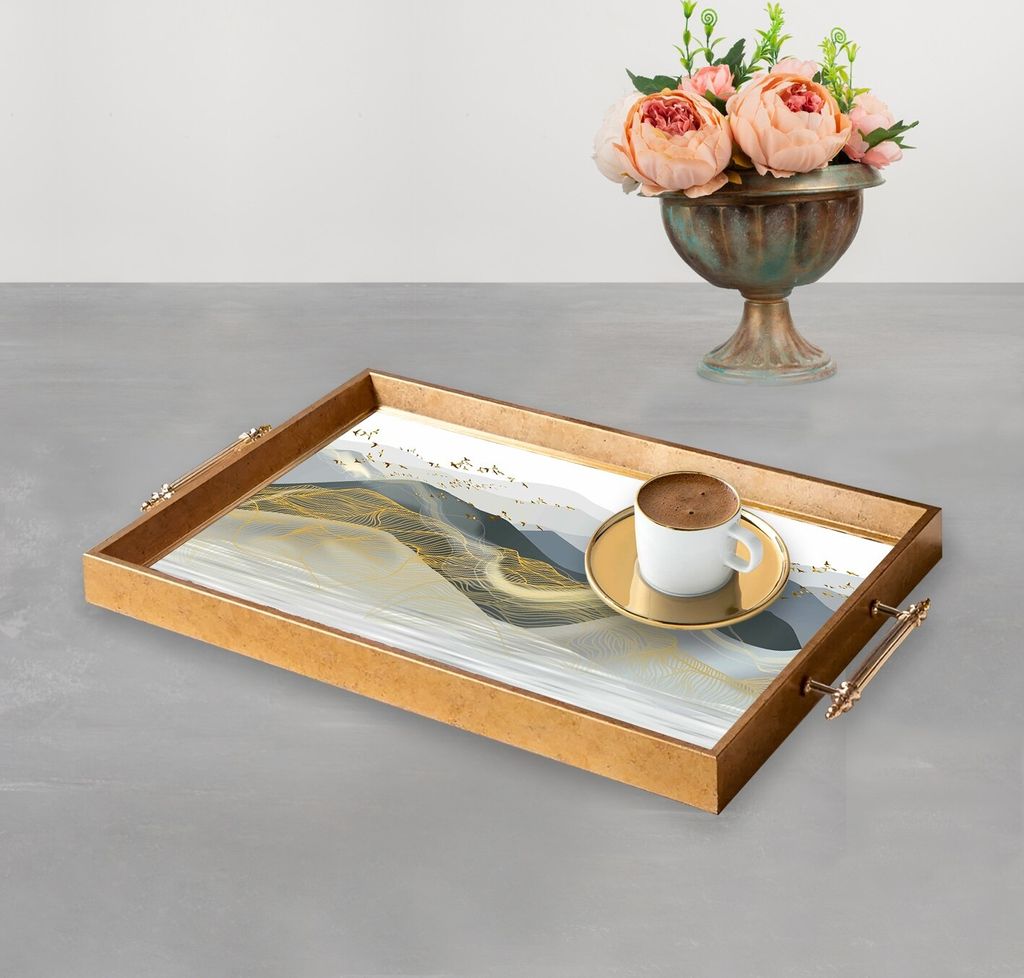 Evila Originals, TPEA9806, Tablett, Mehrfarbig, 100 % GLAS, 50 x 29 x 3,5 cm