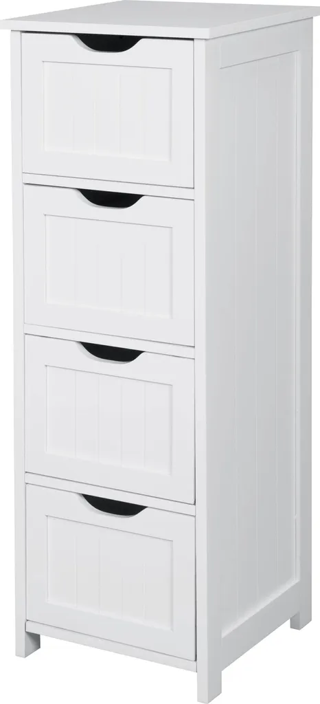 Meuble de rangement colonne pour salle de bain blanc avec 4 tiroirs