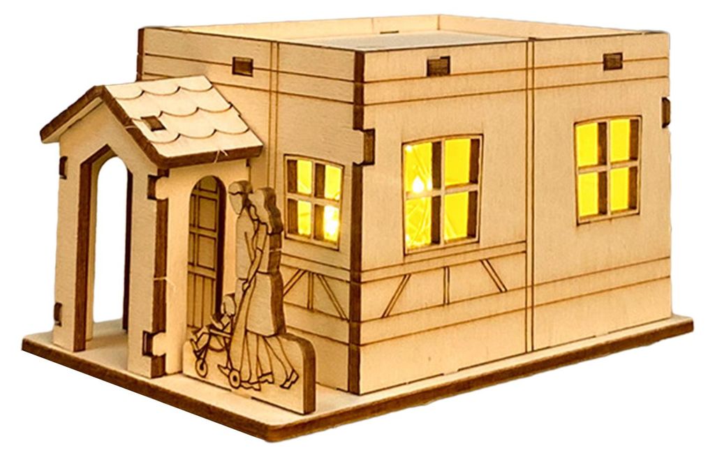 Handgefertigte, leuchtende Weihnachtshaus-Dekoration aus Holz mit LED-Beleuchtung – ideal für Weihnachtsfeiern und als Tischdekoration