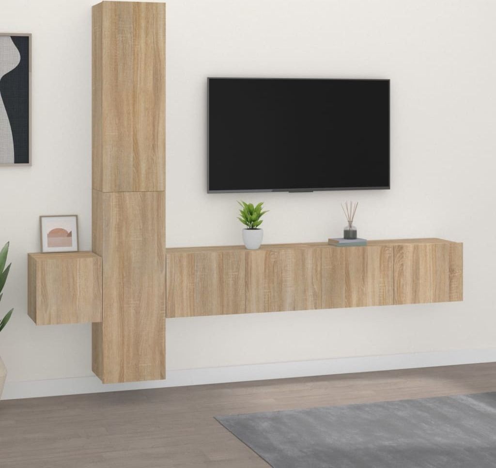 Maison Exclusive - 5-tlg. TV-Schrank-Set Sonoma-Eiche Holzwerkstoff