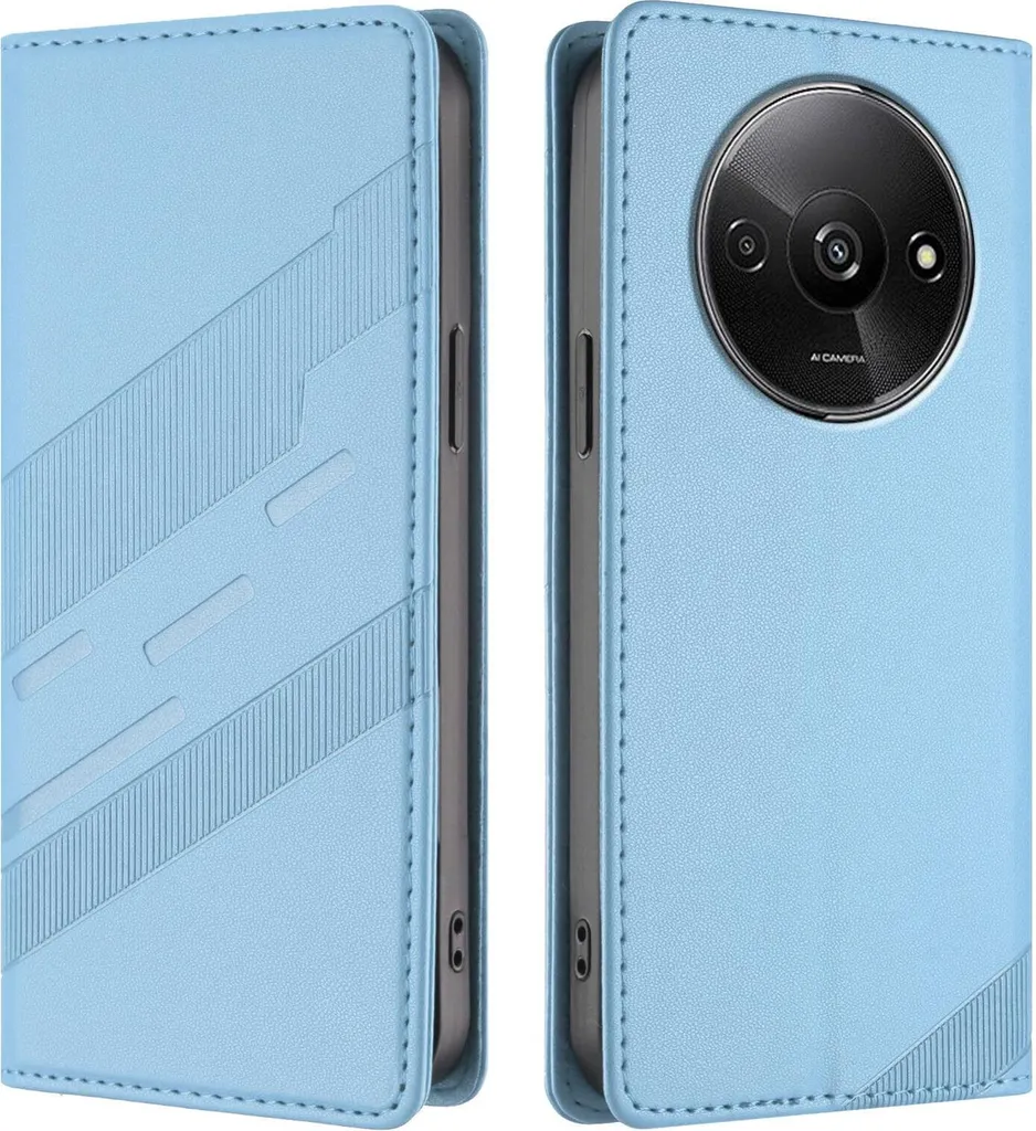 Custodia Xiaomi Redmi A3 Portafoglio Phonesta - Blu Chiaro Goffrato