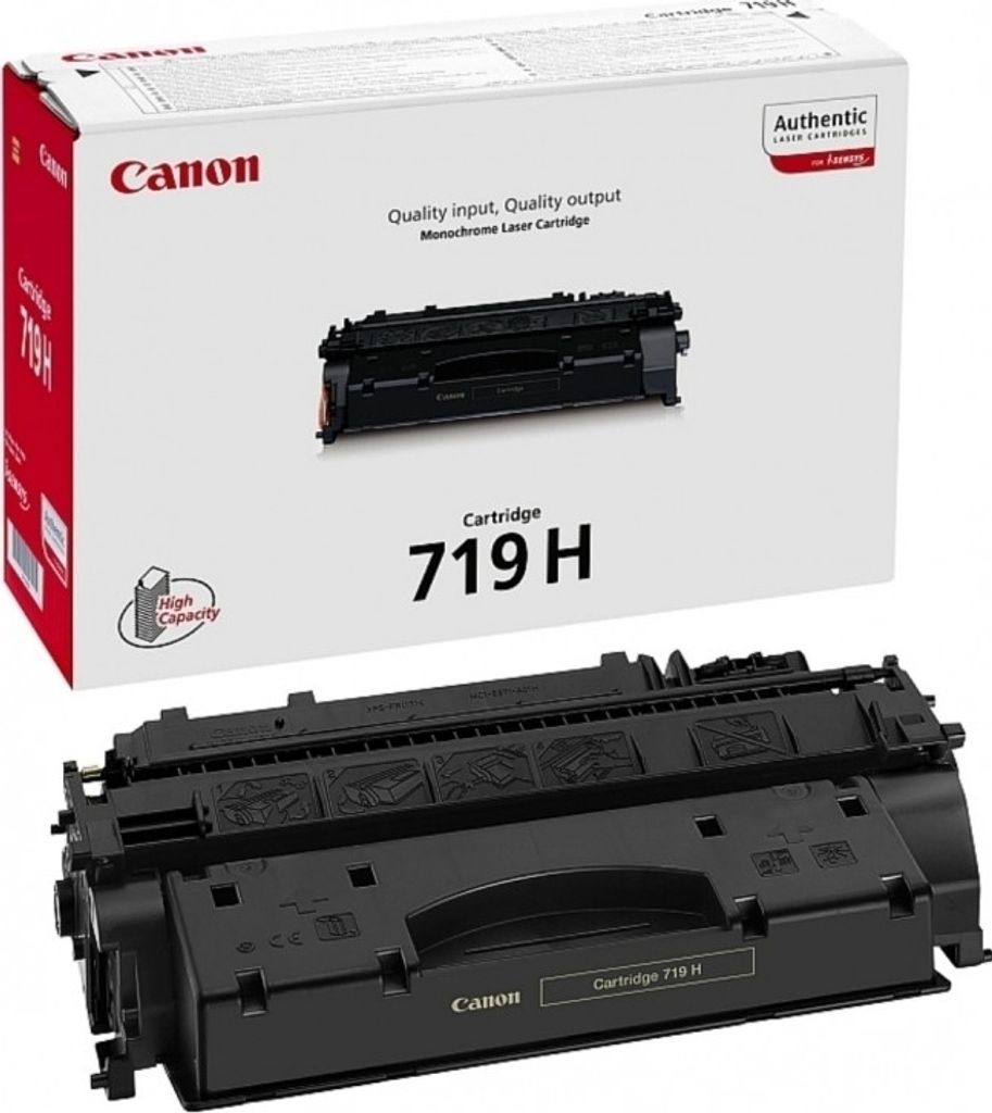 A Canon toner cartridge box and the cartridge itself.