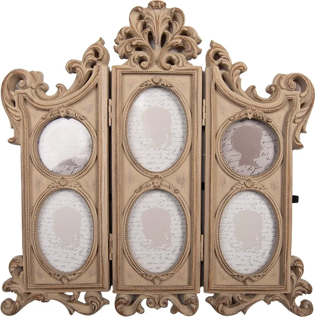 Portafoto Multiplo Beige Clayre & Eef | Idea Regalo 31x30 cm 6 Foto