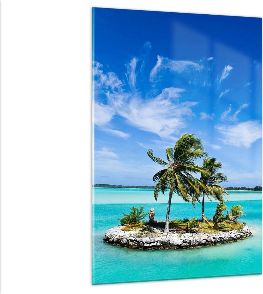 Bilder auf glas - Einteilig - Tahiti Insel Bora entspannend - 80x120cm - Glasbilder - Wandbilder - Bilder - Wanddekoration aus Glas - Glas Bilder -...