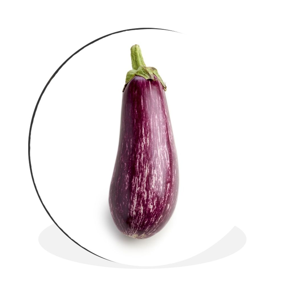 MuchoWow Aluminium Wandkreis Aubergine oder Solanum melongena vor weißem Hintergrund Ø 90 cm Wanddeko Modern Wohnzimmer - Mauerkreis - Wandbild...