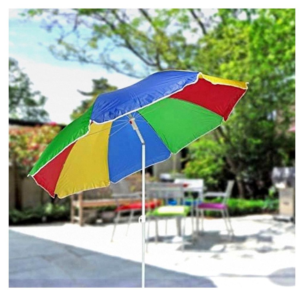 Bunter Strandschirm mit Knickgelenk - 180 cm - Sonnenschirm mit Tragetasche - Garten- und Terrassenschutz