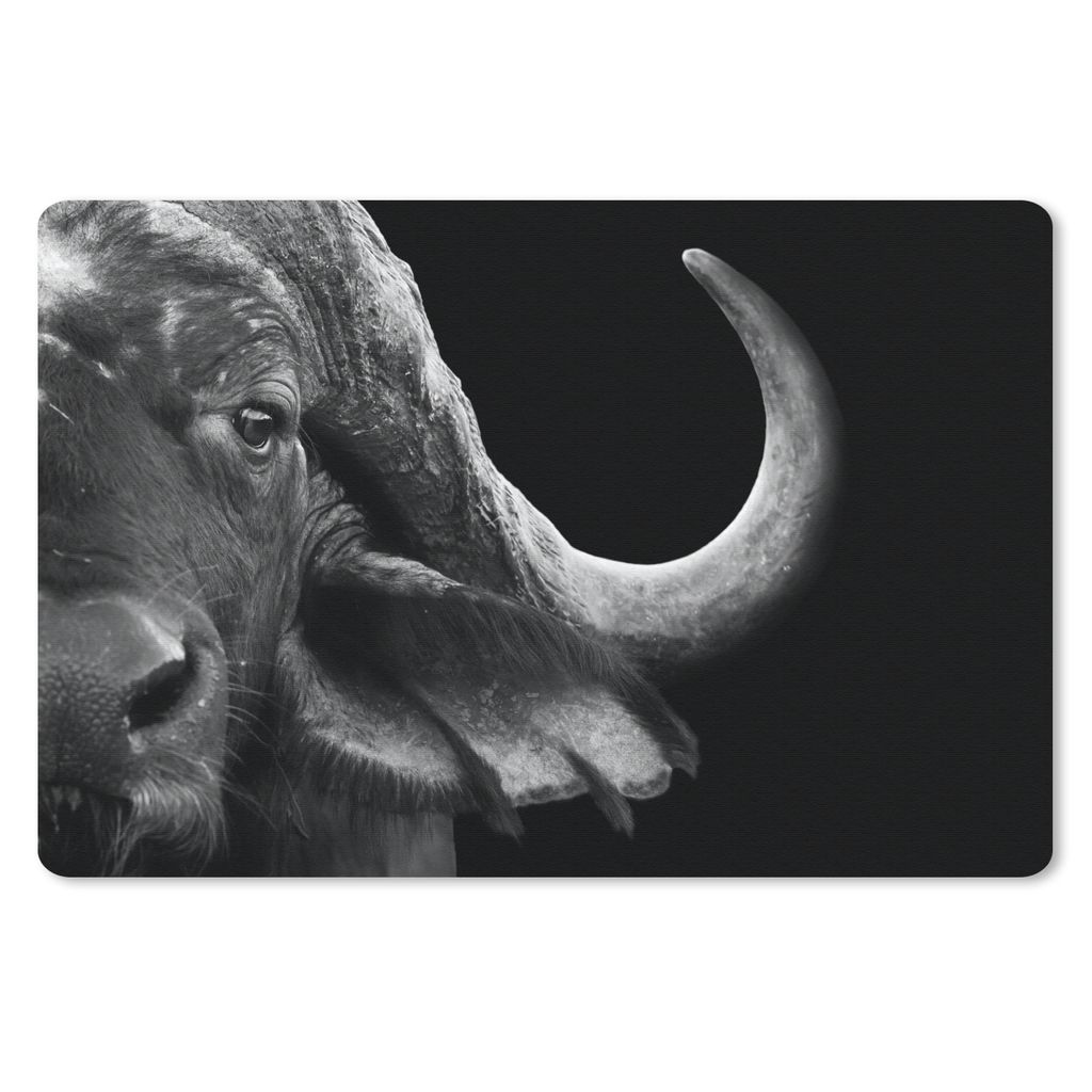 MuchoWow Mauspad Mousepad Büffel - Tiere - Schwarz - Weiß 27x18 cm - Mousepads - Maus Mat - Pad - Mausunterlage - Büroartikel - Desk Matten