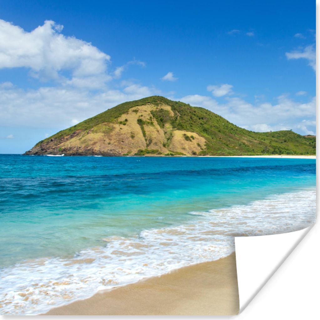 MuchoWow Poster Meer - Tropen - Strand - Pflanzen 75x75 cm - Wand Dekoration