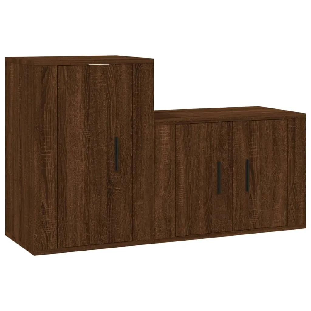 Meuble TV en bois d'ingénierie robuste chêne marron à grande capacité