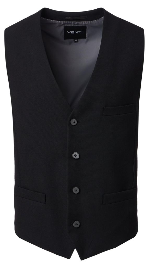 VENTI Herren Anzugweste FORMAL V-Neck Polyestermix Schwarz 44