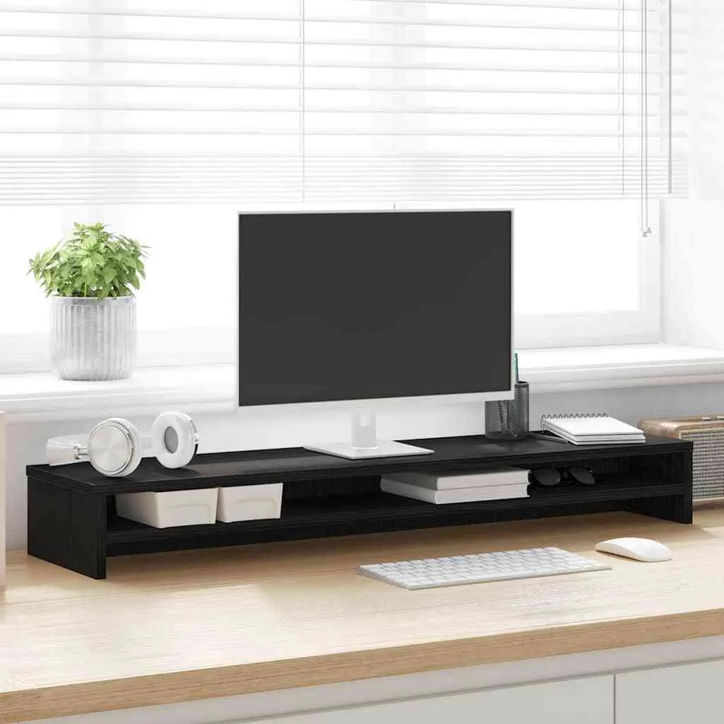 Rialzo Monitor Design 100cm Rovere Nero - Ergonomia Ufficio TV2025