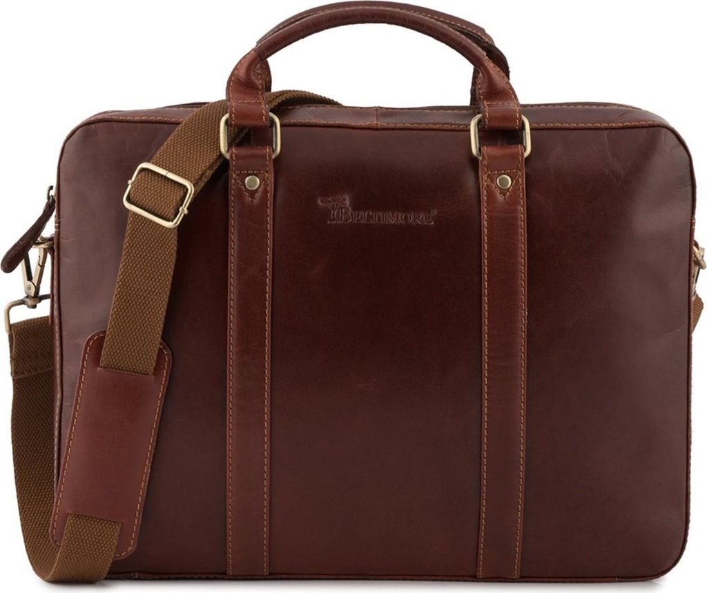 Herren Leder Umhängetasche für Laptop 15.6 groß braun Business Beltimore