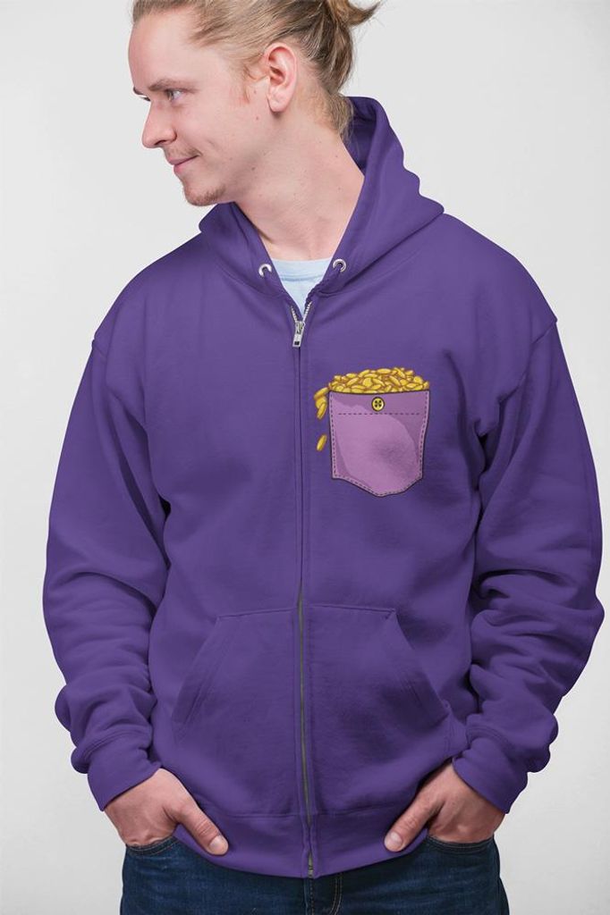 D&B Uni Hoodie ZIPPO00014 Golden Coins Lila-Größe 3XL