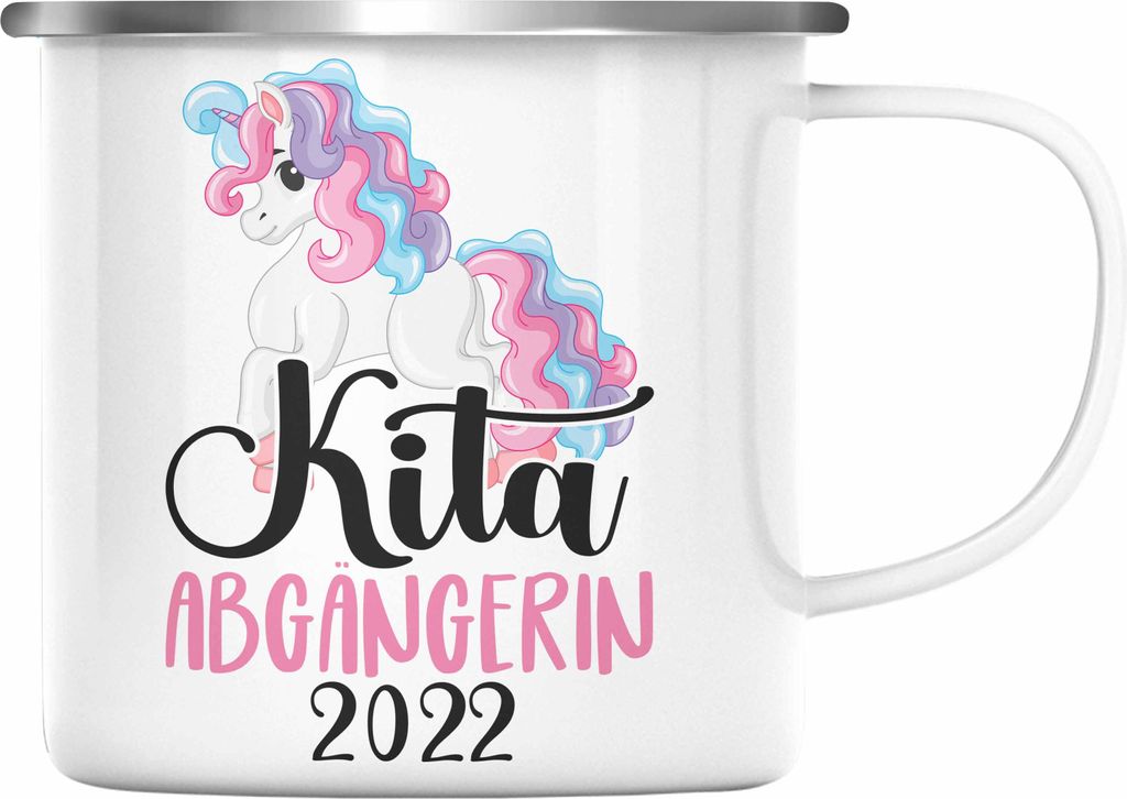 Trendation - Kita Abgängerin 2022 Einschulung Mädchen Geschenk Emaille Tasse Schulstart 1. Schultag Schuleinführung Schulanfang Geschenkidee Sch...