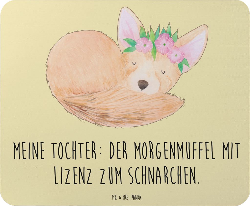 Mr. & Mrs. Panda Mauspad Tochter Morgenmuffel - Gelb Pastell - Geschenk, Geschenke für Töchter, Mouse Pad, lustige Familiensprüche, Einfallsreic...