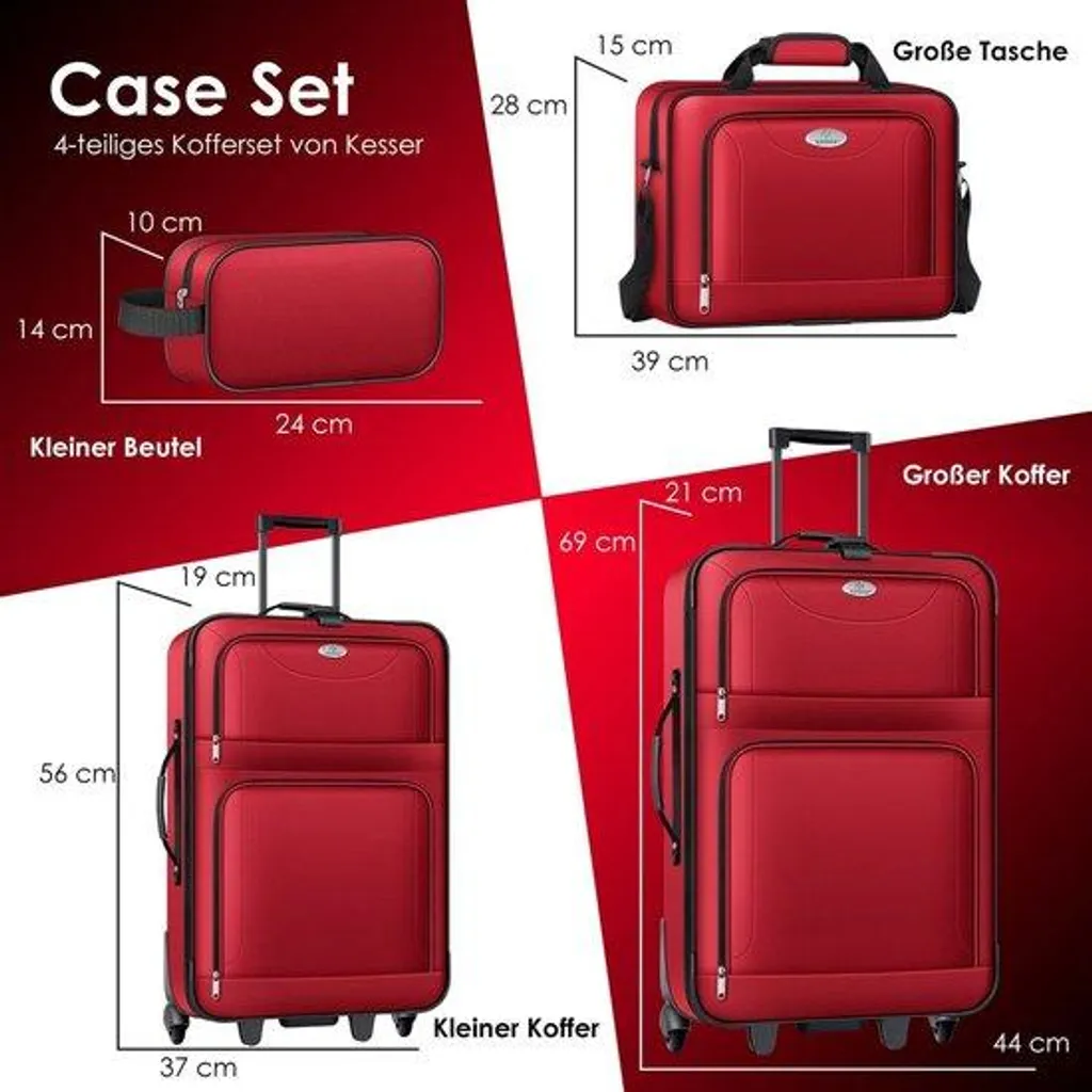 Valises à main légères 4 roulettes - Set de bagages cabine rigides
