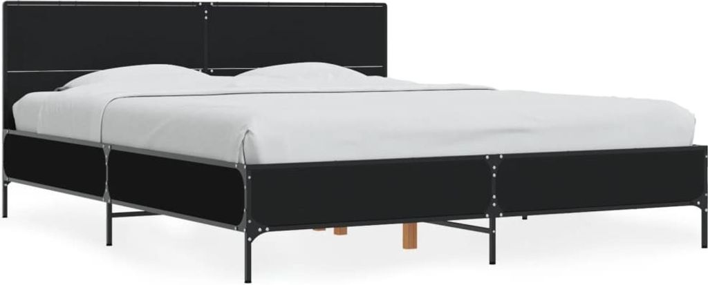 Möbel Bettgestell Schwarz 150x200 cm Holzwerkstoff und Metall - Klassische Betten 3280002