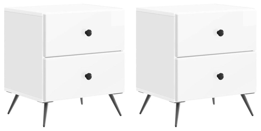 Nachttisch 2 pcs Hochglanz Weiß 43 x 34,5 x 47,5 cm