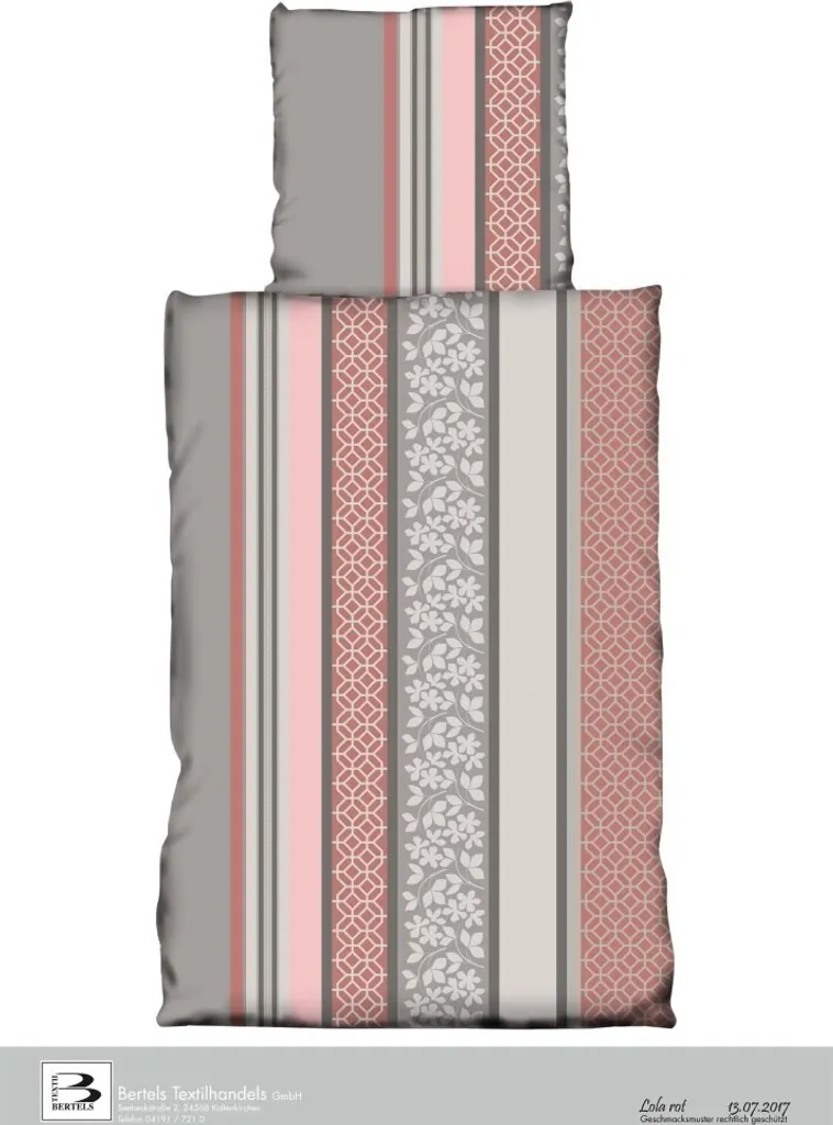Set Letto Pile Bertels Lola Stripe Floral Beige 135x200 - Morbidezza