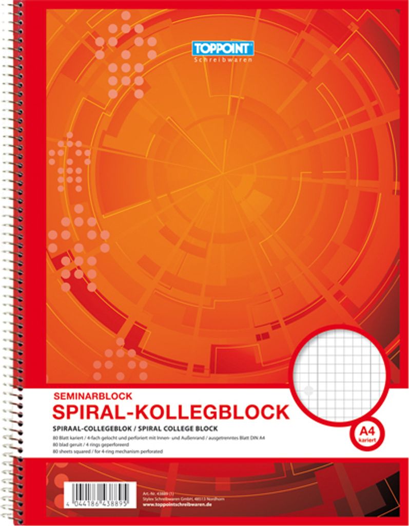 30x Collegeblock A4 Spirablock Kollegblock kariert