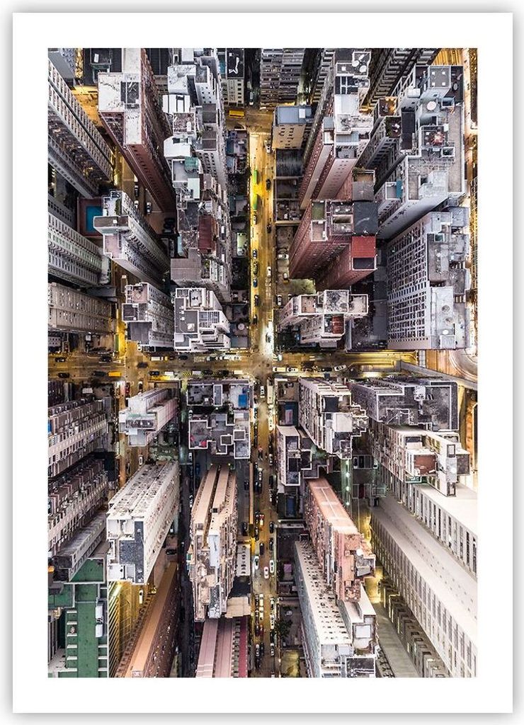 Poster - Poster ohne Rahmen - Metropole Luftaufnahmen Straße - 50x70 cm - Wand Bild - Wanddeko - Wandbilder - Kunstposter - Wandposter - Bilder - ...