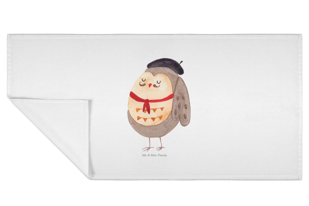 Mr. & Mrs. Panda Flauschtuch Eule Frankreich - Weiß - Geschenk, gesichtstuch, Französisch, Händehandtuch, Handtuch 50x100, Das Leben Ist schön,...
